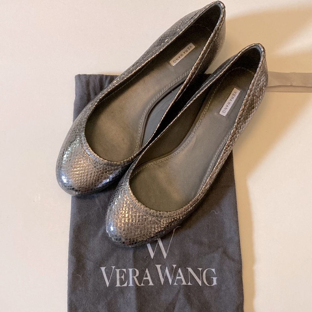 Vera Wang Hillary, Silver Ballet Flats Size 9